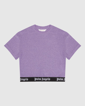 Palm Angels Дитяча фіолетова футболка з люрексом PGAA005S24JER001812