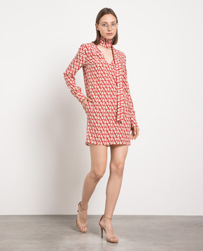 Valentino Бежева сукня із шовку в принт Toile Iconographe 2B0VA3Y57SL