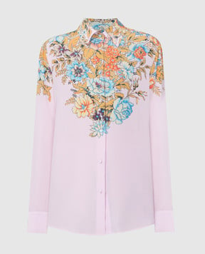 Etro Розовая блуза из шелка в цветочный принт. WRIA0013AK023