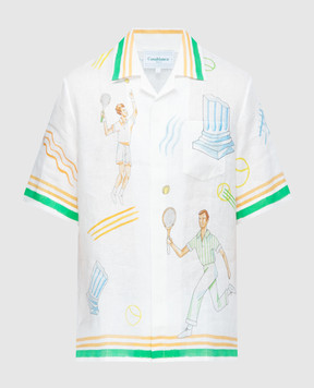 Casablanca Біла сорочка з льону Tennis Club Icon UMPS24SH00304