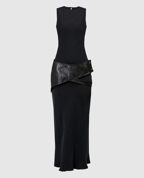Materiel Чорна сукня міді з баскою MRE24N1965DRBK