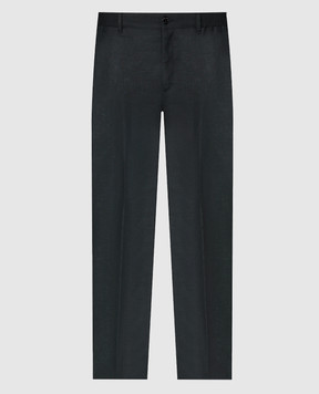 Stefano Ricci Черные брюки из льна с вышивкой монограммы логотипа. M8T4100110TXERA