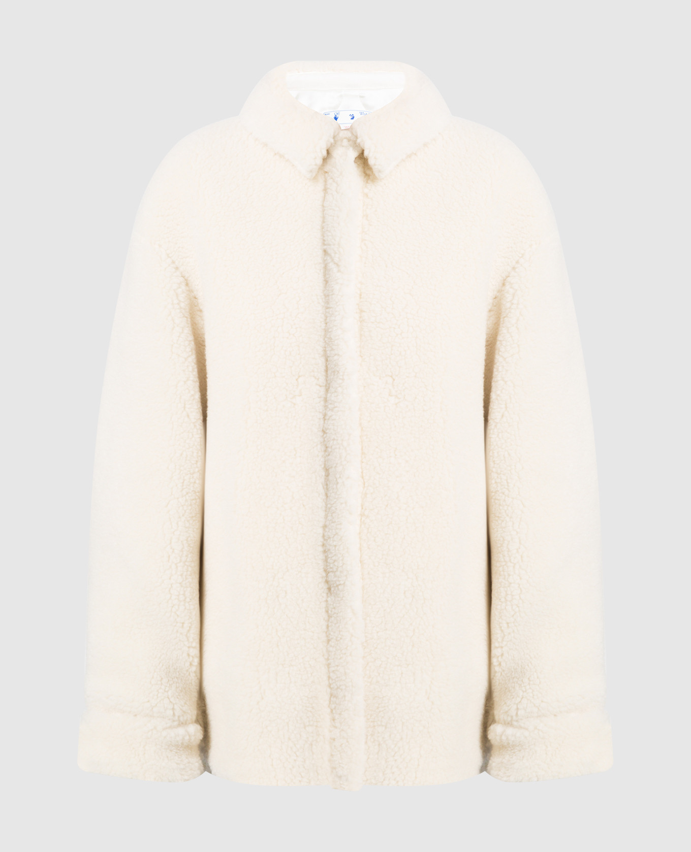 

Пальто из шерсти молочного цвета с логотипом, Бежевый, Пальто