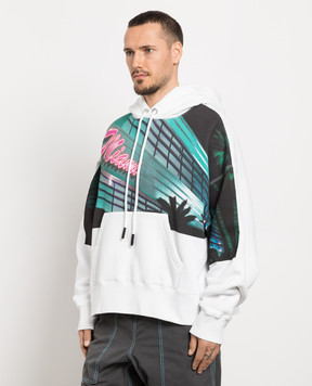 Palm Angels Біле худі з принтом Miami PMBB058S23FLE003