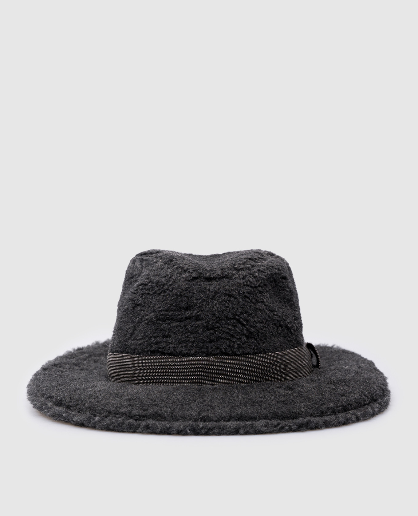 

Серая шляпа с шерстью и кашемиром с цепочкой мониль из эколатуни, Серый, Шляпы
