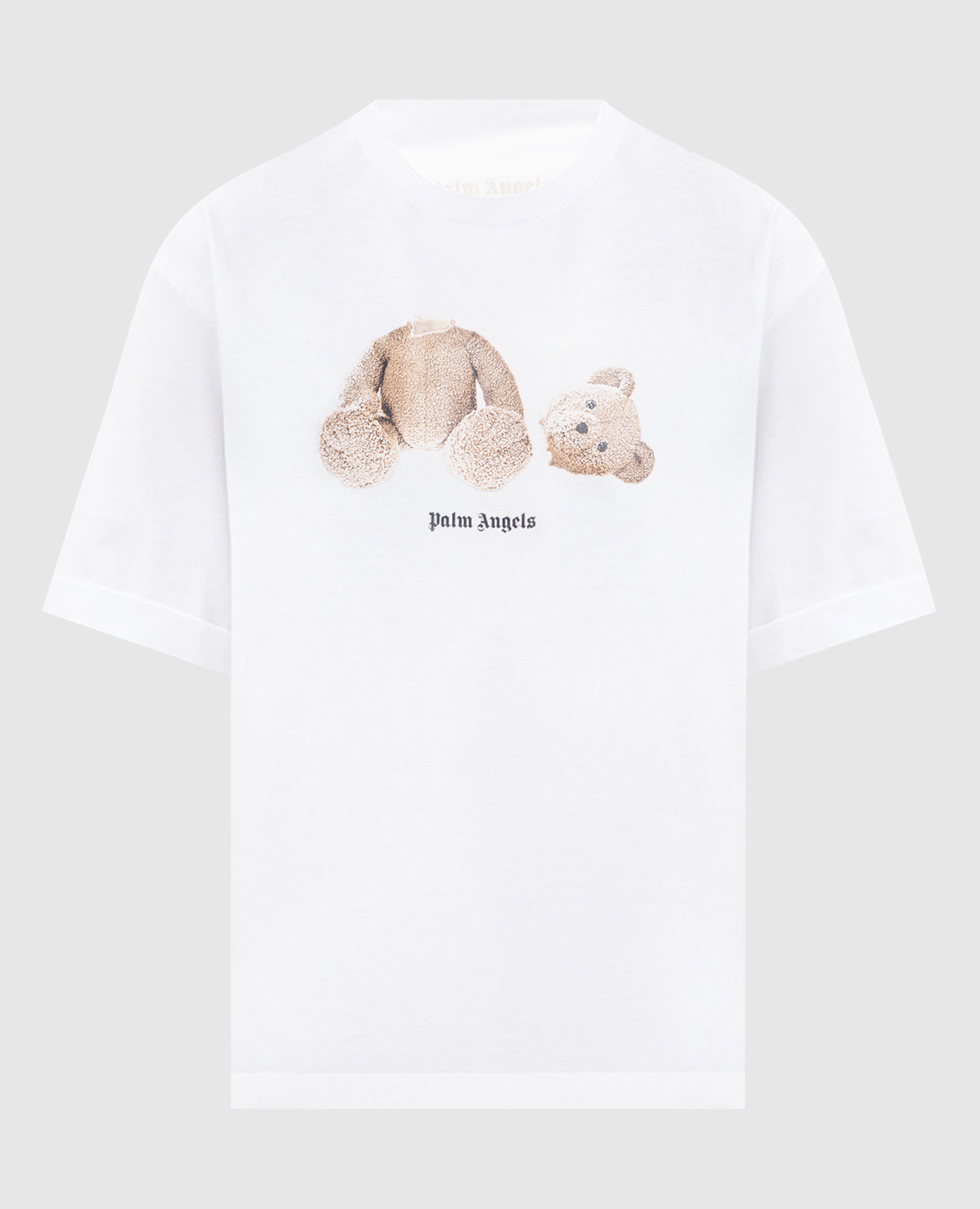 Белая футболка с принтом Медведь