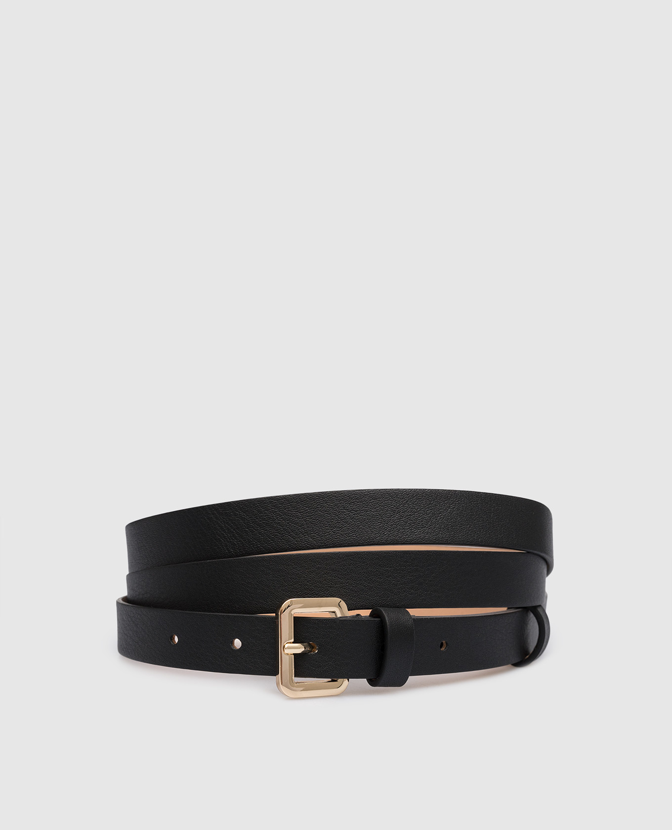 Black leather belt MALAGA