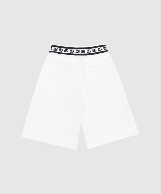 Dolce&Gabbana Children's white shorts with contrasting DG logo embroidery L4JQP0G7IJ836 изображение 2
