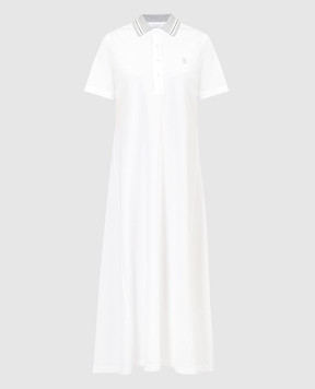 Brunello Cucinelli Белое платье-поло с вышивкой логотипа логотип с люрексом. M0T63A5209