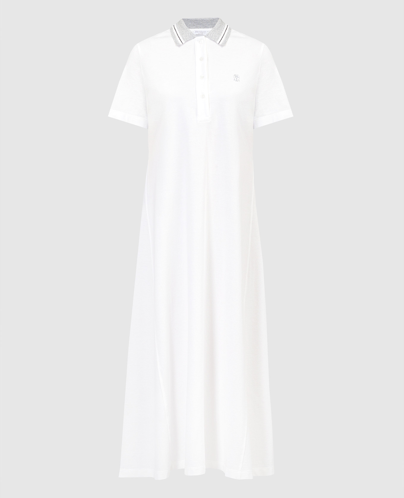 

Белое платье-поло с вышивкой логотипа логотип с люрексом, Белый, Повседневные платья