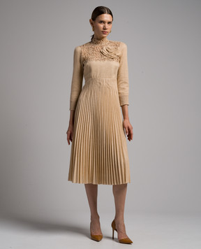 Ermanno Scervino Бежева сукня з плісе D432Q308ODX