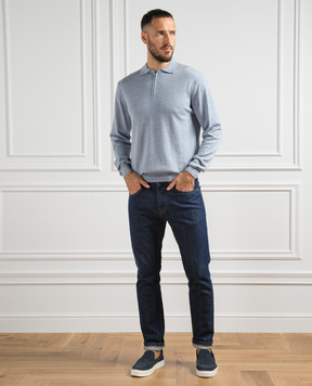 Cashmere&Whiskey Голубое меланжевое поло из шерсти 94394Z