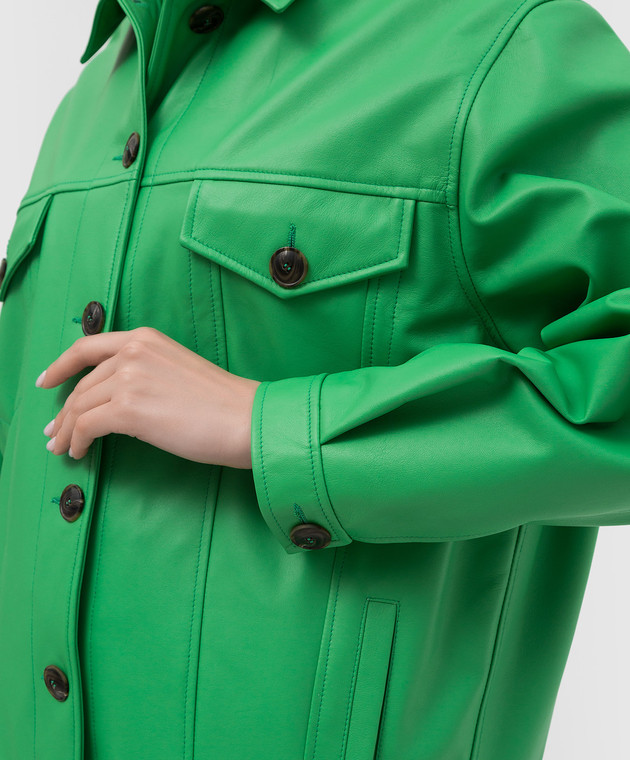 Simonetta Ravizza Зелена шкіряна куртка S02JA47L1 зображення 5