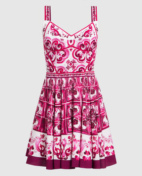 Dolce&Gabbana Розовое платье мини в принт Майолика F6VK2THPADW