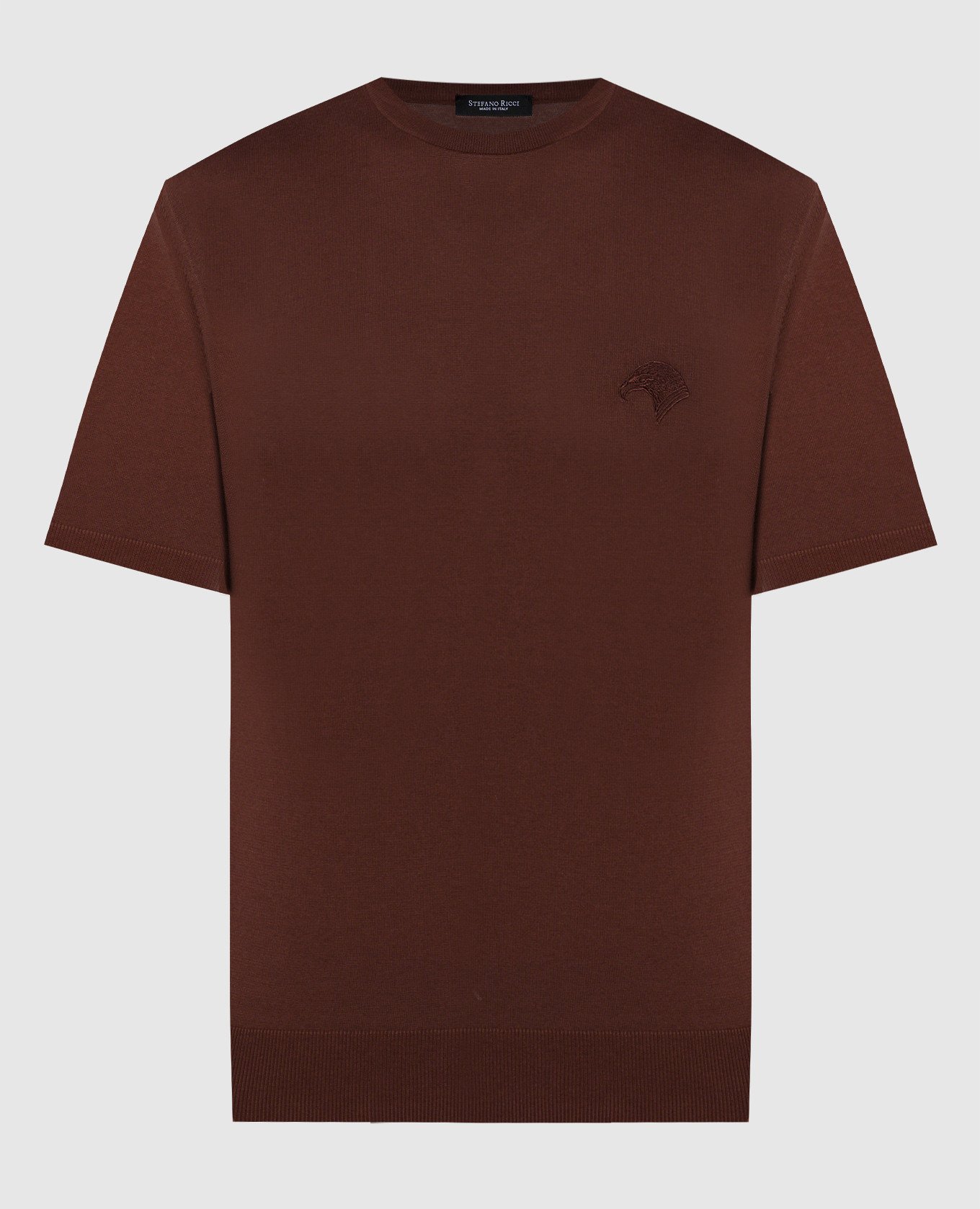 Brown t-shirt with logo emblem embroidery