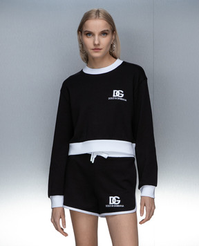 Dolce&Gabbana Чорний світшот з вишивкою логотипа F9R51ZGDB6G