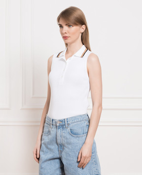 John Smedley Білий топ в рубчик Raye RAYE