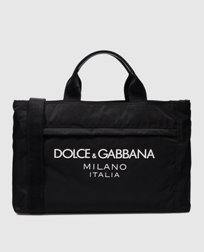 Dolce&Gabbana Черная дорожная сумка с фактурным логотипом BM2125AG182