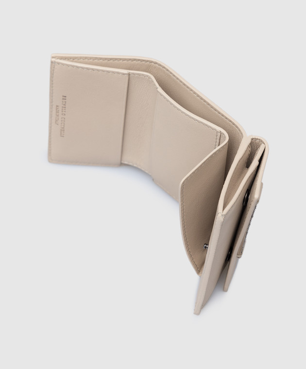 Brunello Cucinelli Бежевий шкіряний гаманець з ланцюжком моніль MWRLD2405 зображення 3