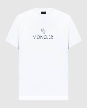 Moncler Біла футболка з принтом логотипа 8C00060829H8