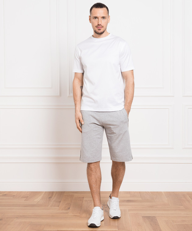 Stefano Ricci - Gray shorts with stripes K111020B3TT23256 - buy with European delivery at Symbol