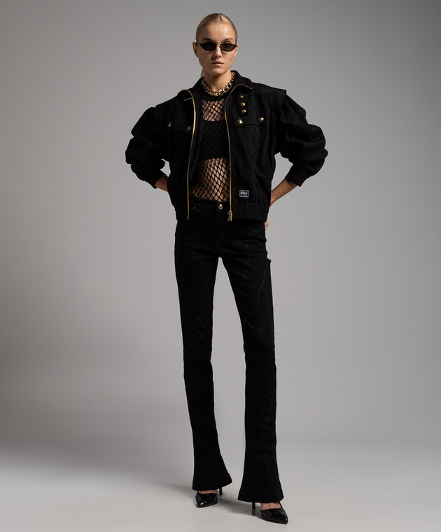 Versace Jeans Couture Black denim jacket with Necklace print 75HAS457DS010L54 image 2