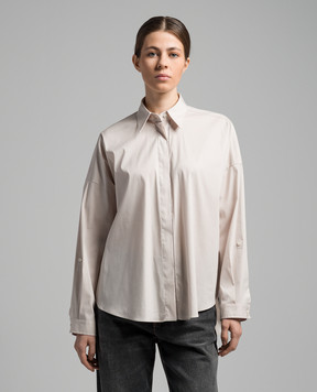 Brunello Cucinelli Бежевая рубашка с цепочкой мониль из эколонуни M0091MA636