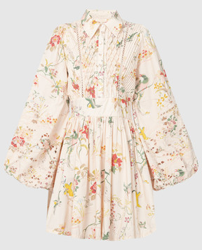 byTimo Бежевое платье-рубашка в цветочный принт с вышивкой 2410600
