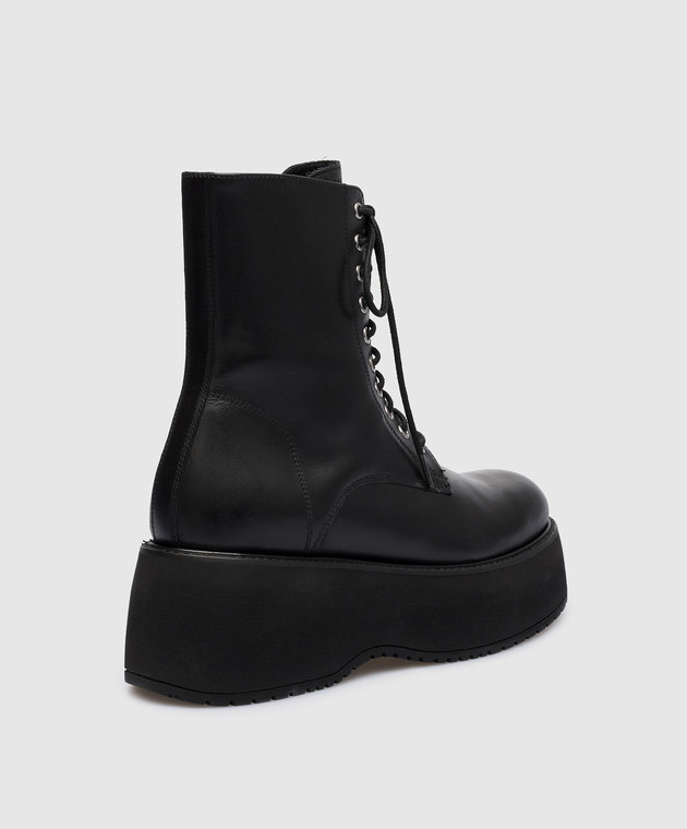 Twinset Black leather boots with embossed logo 222TCP170 изображение 3