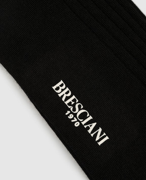 Bresciani Чорні шкарпетки в рубчик з кашеміру і шовку MC016UN0001XX