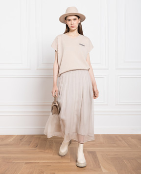 Brunello Cucinelli Бежевый жилет из кашемира с цепочкой мониль M12136712