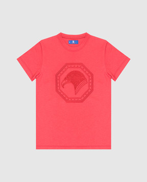 Stefano Ricci Детская красная футболка с вышивкой логотипа YNH6400020803