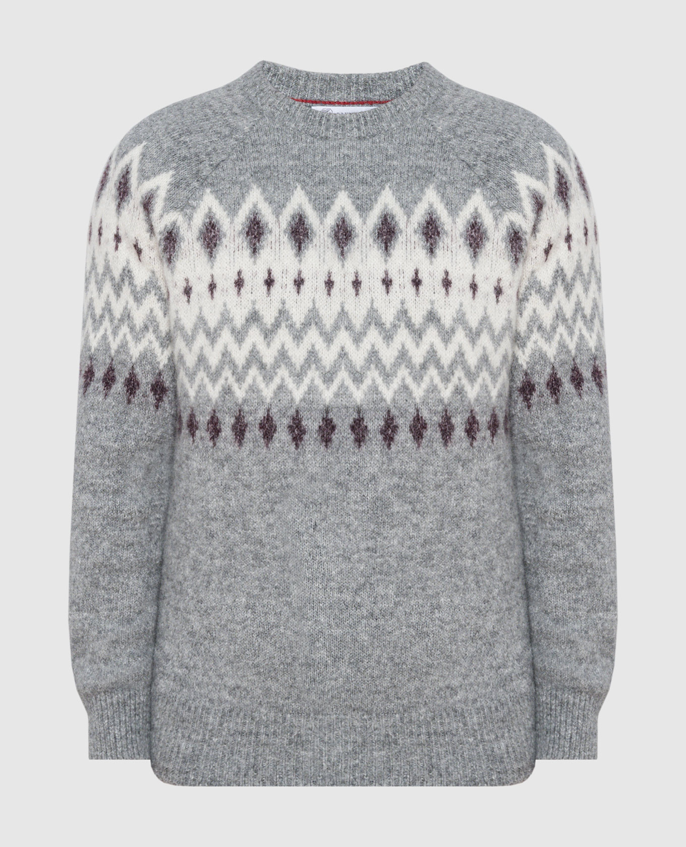 Gray sweater with a geometric pattern