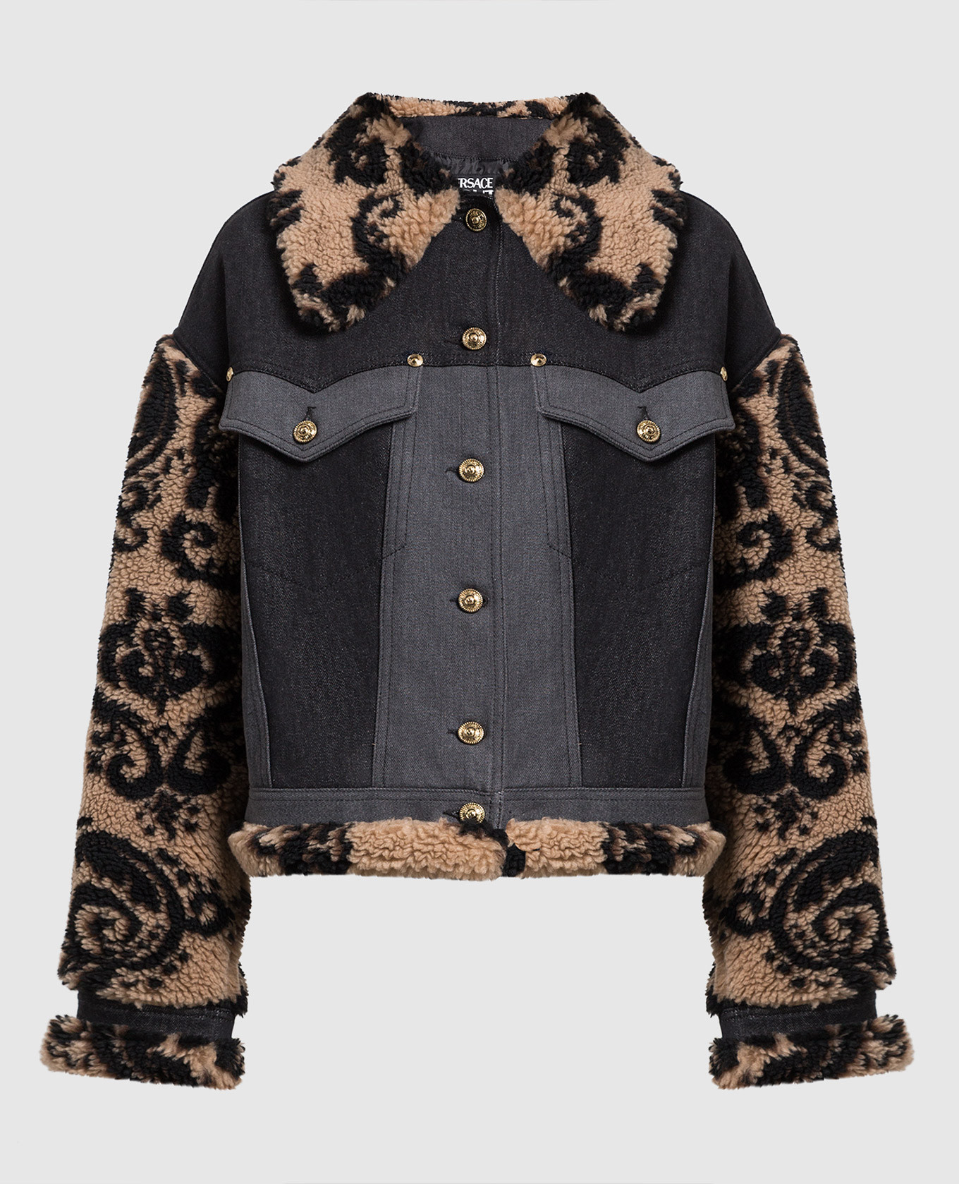 

Серая комбинированная куртка с принтом Tapestry Couture, Серый, Джинсовые куртки