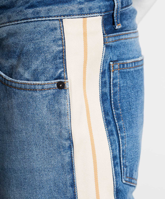 Palm Angels Сині джинси з ефектом потертості та лампасами. PMYA028C99DEN001 зображення 5