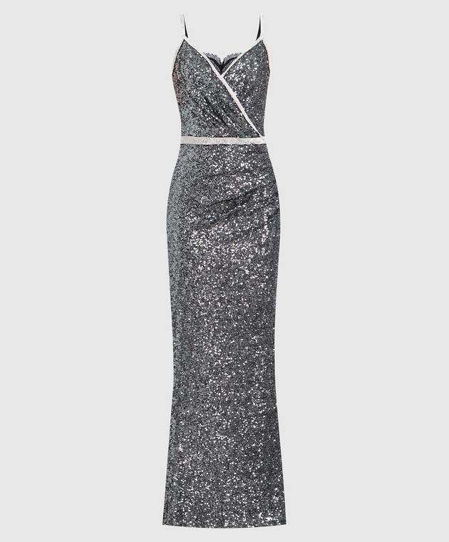 Dolce&Gabbana Gray dress with sequins and crystals F6A9ZZFLM7Q