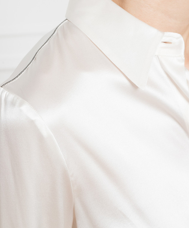 Peserico White silk shirt with monil chain S0688702372 image 5