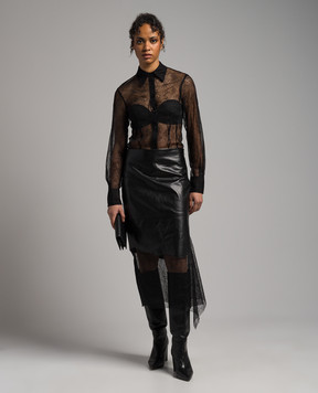 Helmut Lang Чорна блуза з мережива N09HW508