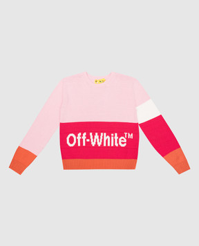 Off-White Baby pink jumper with logo pattern OGHE001S23KNI001