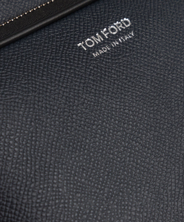Tom Ford Темно-синя шкіряна сумка-месенджер із тисненням логотипу H0465PLCL080 зображення 4