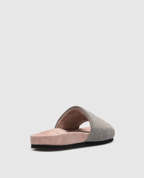 Brunello Cucinelli Детские серебристые шлепанцы с цепочкой мониль BZSOFZC004
