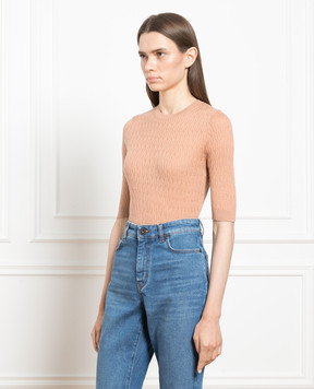 Max Mara Бежевый джемпер из шелка и шерсти GAMBERO