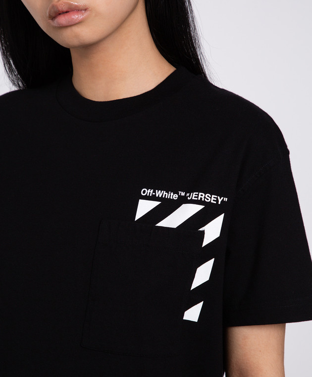Off-White Чорна футболка з принтом логотипу OWAA102C99JER001 зображення 5