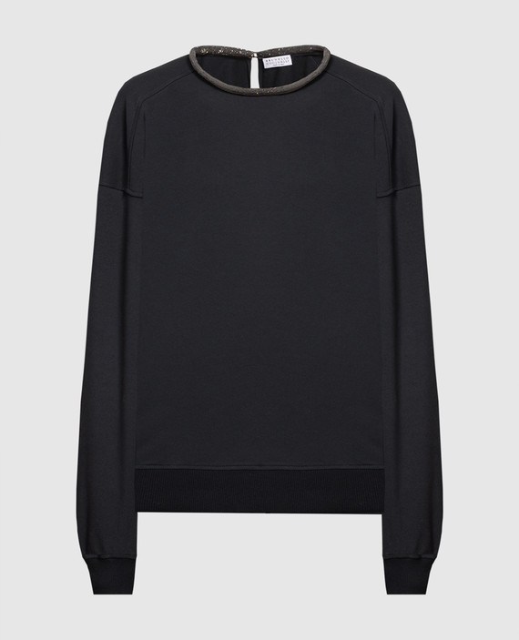 Black sweatshirt with monil chain
