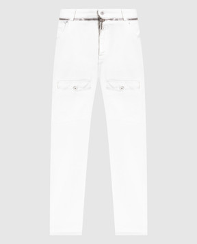 Balmain Белые джинсы-карго с поясом на молнии AH0MI045DB69