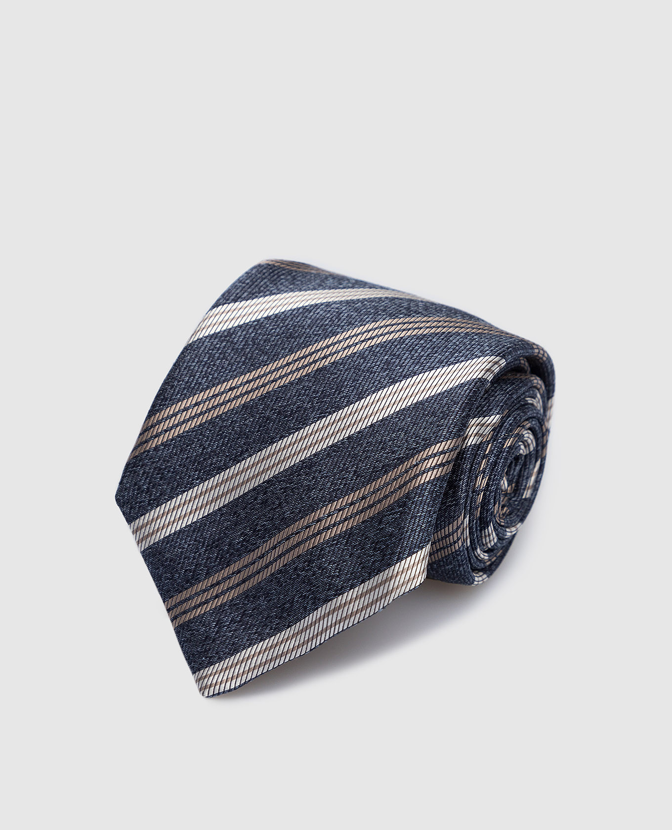 Синий галстук из шелка в полоску