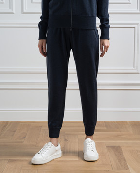 Brunello Cucinelli Синие джогеры из кашемира с цепочкой мониль M12169199