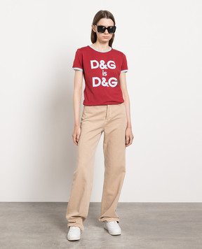 Dolce&Gabbana Бордова футболка з принтом логотипу DG F8H32ZG7RDG