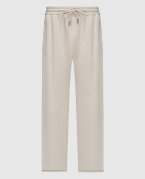 Off-White Бежевые спортивные брюки с вышивкой логотипа OMCH054S24FLE003