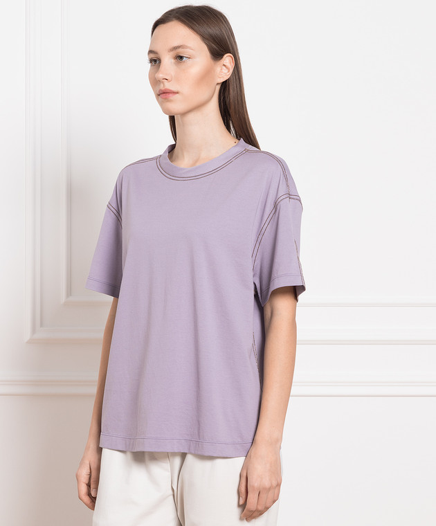 Brunello Cucinelli Purple t-shirt with monil chain M0A45EE400 изображение 3